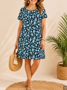 J. Jill Wearever Dress Womens Medium fruit print Jersey dress